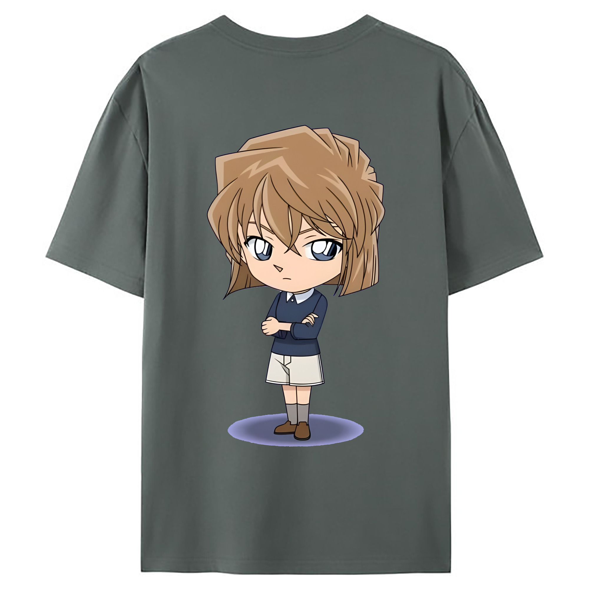 （画像用） 名探偵コナン 灰原 哀 はいばら あい Detective Conan Anita Hailey、Vi Graythorn Haibara Ai 綿100％ メンズ半袖Tシャツ（バックプリント） 通気性